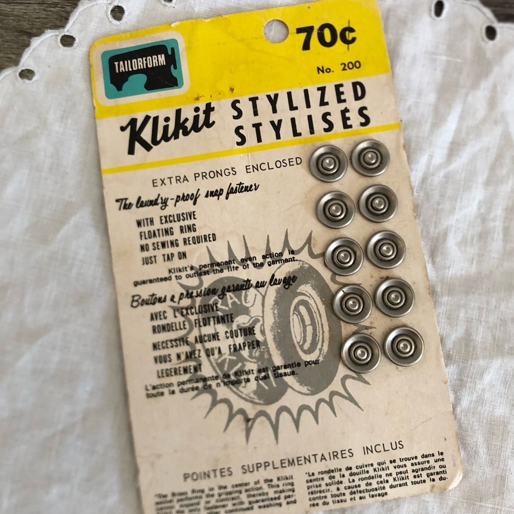 Vtg NOS Klikit Stylized Snap Fasteners